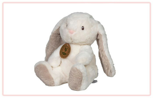 Kanin vit 25 cm med silkeslen päls.Broderade ögon. Tvättbar 40 grader. Oeko-Tex 