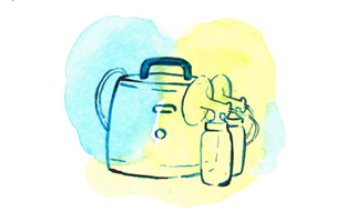 Illustration, bröstpump. 